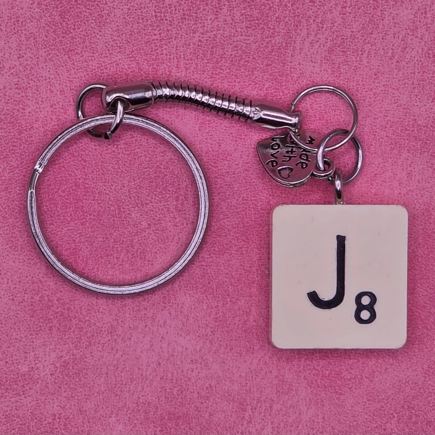 Handmade Vintage Scrabble® Tile Keyring - Letter J