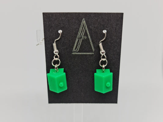 Handmade Green Monopoly® House Silver Drop Earrings