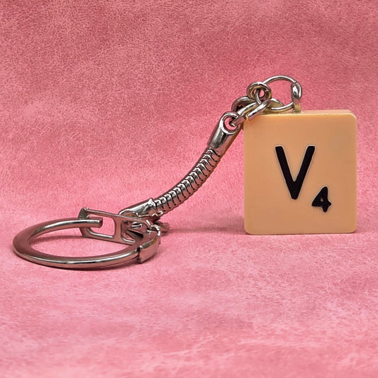 Handmade Vintage Scrabble® Tile Keyring - Letter T & V