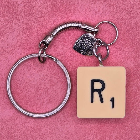 Handmade Vintage Scrabble® Tile Keyring - Letter R