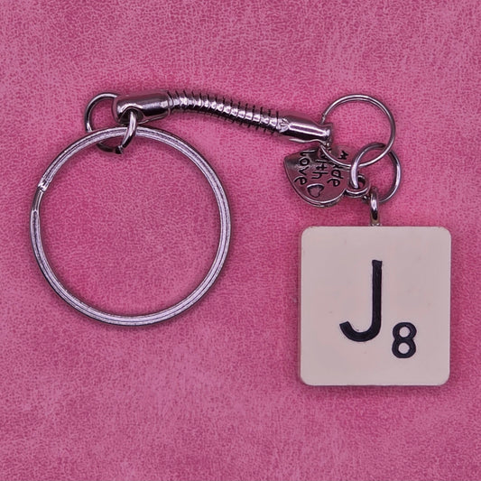 Handmade Vintage Scrabble® Tile Keyring - Letter J